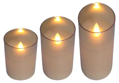 Produktbild von LED Glas-Windlichter 3er-Set mit Flackerlicht Wachskerze Weihnachtskerze Deko