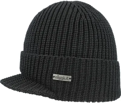 Eisglut Schild Strickmütze Signa Merino in schwarz
