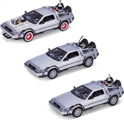 Produktbild von Welly Modellauto 1:24 De Lorean Back to the Future Zurück in die Zukunft Teil 1 -3 Trilogy Pack