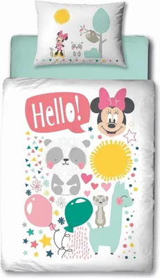 Produktbild von Minnie Maus Junior Bettwäsche - 100x135 cm 100% Baumwolle mit 40x60 cm Kissenbezug