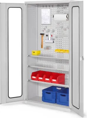 Produktbild von Kappes ®RasterPlan Werkzeugschrank 1950x1000m Modell 6 Tiefe 410mm Sichtfenstertüren lichtgrau