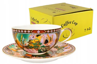 Produktbild von CUP 230ml Schmetterlinge Goldrand Dünner Porzellanblumen Kaffeetee