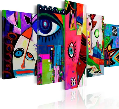 Produktbild von Leinwandbilder 200x100 cm a-A-0113-b-n Vlies Leinwandbild 5 tlg Kunstdruck modern Wandbilder XXL Wanddekoration Design Wand Bild ABSTRAKT BUNT