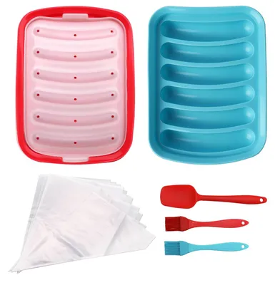 Silikon-Wurstformen 2er Set, Hotdog-Form mit 6 Mulden
