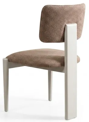 Obrázek produktu pro Moderní jídelní židle, čalouněná židle, křeslo, béžová látka, dřevěný design