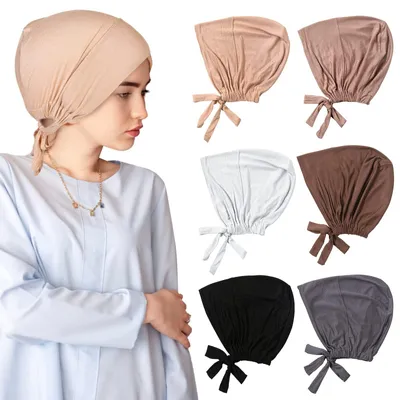 Immagine prodotto di Vegena, hijab, sciarpa per capelli da donna, confezione da 6 pezzi, copricapo interno elasticizzato