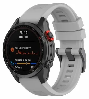 Produktbild von By Qubix Silikon Sportarmband - Grau - passend für Garmin Tactix 8 - 51 mm