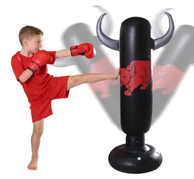 Imagen del producto de Saco de boxeo inflable para niños, con guantes de boxeo, 160 cm