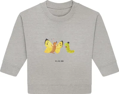 Produktbild von Mr. & Mrs. Panda Organic Baby Pullover Raupe Schmetterling 24. - 36. Monat - Heather Grey - Geschenk, Schönheit, Hut, Entwicklung, Bullover, Lustige Sprüche, Kokon