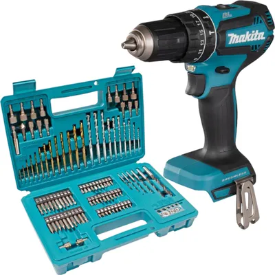 Produktbild von Makita DHP 485 Z Akku Schlagbohrschrauber 18 V 50 Nm Brushless + 102 tlg. Bit Bohrer Set - ohne Akku, ohne Ladegerät