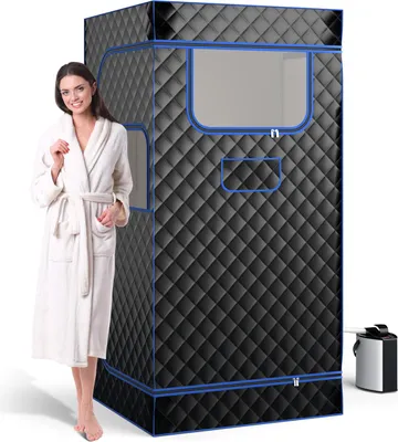 Produktbild von GOPLUS Dampfsauna tragbar für Zuhause, Temperaturregulierbare Ganzkörpersauna mit Fernbedienung und Timer, Heimsauna mit 3 L Dampfgenerator, Schwarz