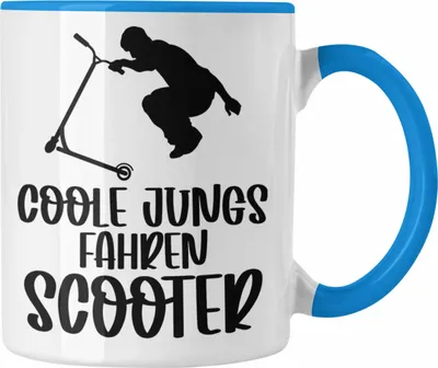 Produktbild von Trendation - Scooter Roller Fahrer Geschenk Tasse Scooterfahrer Geschenkidee Scooting Geschenkidee Jungs Profi Scooterfahrer Pro Grafik Stunts Jungen (Blau)
