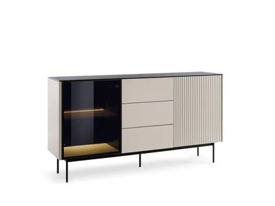 Produktbild von Kommode ORMIA 157 × 64,3 × 39 cm – Kaschmir mit schwarzen Details