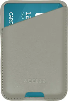 Productafbeelding van Accezz Leren Kaarthouder - Geschikt voor MagSafe en Qi2 - Light Grey