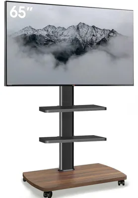 Produktbild von TV Ständer Rollbar Holzablage 32-65 Zoll Höhenverstellbar Drehbar 40 kg VESA 400x400mm