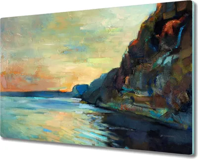 Produktbild von Coloray Hackbrett Herdabdeckplatte 80x52 cm Küchenbrett Kochplattenabdeckung Schneidebrett - Seeklippen Meer Landschaft