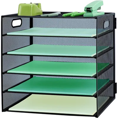 Image de Omgoods - Organisateur de bureau en métal à 5 niveaux avec poignée