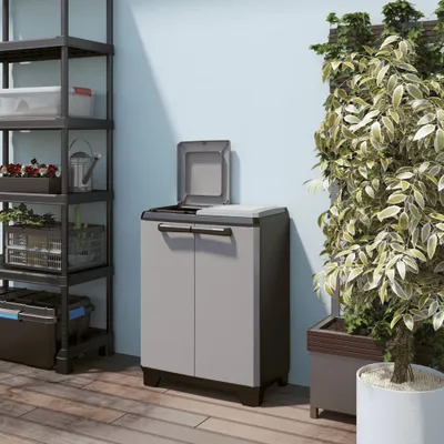 Produktbild von Keter Recyclingschrank Split Premium Grau und Schwarz 92 cm
