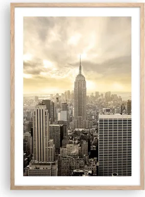 Produktbild von Gerahmtes Poster - Rahmen in heller Eiche - Stadt Wolkenkratzer Manhattan New York - 50x70 cm - Wand Bild - Wanddeko - Wandbilder - Wandposter - Bilderrahmen - Bilder - Kunstdruck - P2NPA50x70-2630