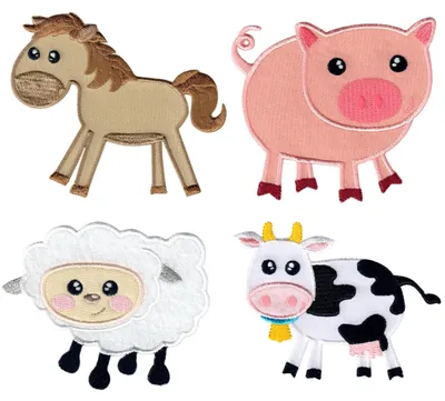 Productafbeelding van Set van 4 Boerderijdieren Strijkapplicaties voor Kinderen