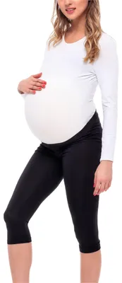 Image de Leggings de grossesse 3/4 Be Mammy en viscose BE20-254 (noir, M)