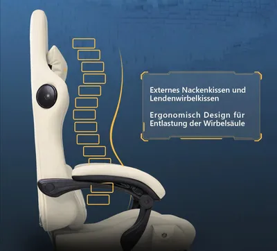 Obrázek produktu pro Herní židle - kancelářská židle - otočná židle - s podnožkou - s opěrkou hlavy - s reproduktory - nastavitelná