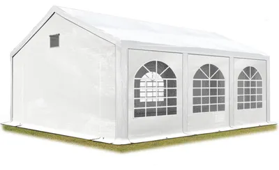 Produktbild von TOOLPORT Partyzelt Festzelt 3x6 m in weiß Professional PE Plane 550 N Wasserdicht UV Schutz mit BODENRAHMEN Gartenzelt