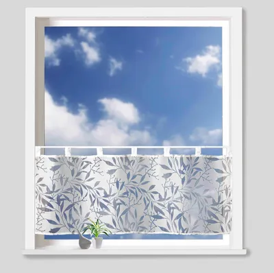 Produktbild von Heimtexland Scheibengardine Ausbrenner durchscheinend Bistrogardine HxB 45x120 Fensterdeko Gardine mit Schlaufen für Küche Bad Typ928 Blätterranke - Natur