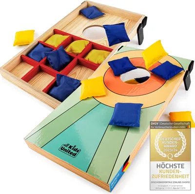 Immagine prodotto di all Kids United Mini Cornhole Game - Gioco di lancio con sacchetti per bambini e adulti, gioco di abilità da interno ed esterno (27x50x4 cm)