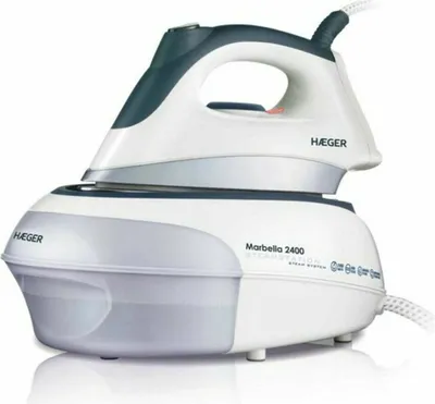 Productafbeelding van Haeger SS-24S.005A, stoomstrijkijzer, roestvrijstalen strijkzool, zwart, wit, 80 g/min, 0,9 liter, 2400 W