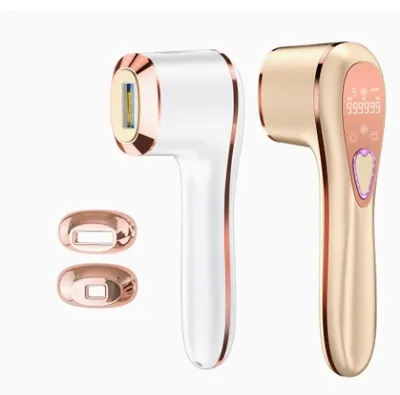 Produktbild von IPL-Laser-Haarentfernungsgerät, schmerzlos, mit zwei Ersatzköpfen, geeignet für Frauen, Männer, Gesicht, Beine und Arme (weiß)