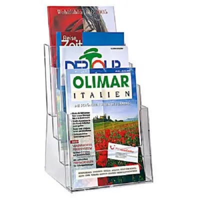 Zdjęcie produktu dla helit Tischprospekthalter transparent DIN A4 4 Fächer (H6122002)