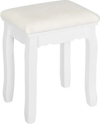 Produktbild von Unyqoos® Schminkhocker – gepolsterter Samt-Hocker Weiß mit Blumenmuster, 38×45×28,5 cm, MDF-Sitz, massive Kiefernholz-Beine, belastbar 135 kg, MB6095ws