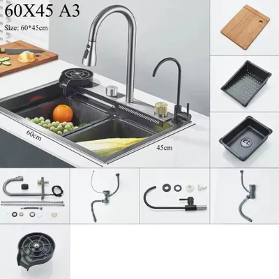 Obrázok produktu pre Kuchynský drez, nerezová oceľ, inteligentný digitálny displej, 60x45 A3