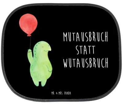 Produktbild von Mr. & Mrs. Panda Auto Sonnenblende Schildkröte Luftballon - Schwarz - Geschenk, Motivation, Schildkröten, Sonnenschutz, für, Hitzeschutz, Motivationsspruch