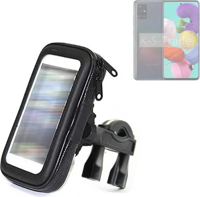 Produktbild von K-S-Trade Fahrrad-Halterung kompatibel mit Samsung Galaxy A51 Handy-Halterung Halter Lenkstange Fahrradhalterung Motorrad Bike Mount Wasserabweisend