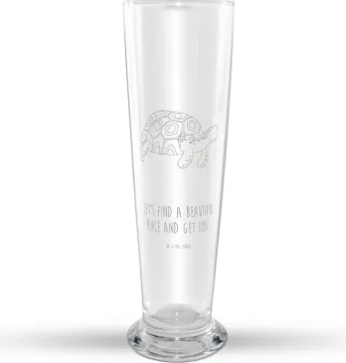 Produktbild von Mr. & Mrs. Panda Bierglas Schildkröte Marschieren - Transparent - Geschenk, Schildkröten, Bier Glas, Weizen, Motivation, Weizenbier, Abenteuer, Mr Mrs Weizenglas, Urlaub