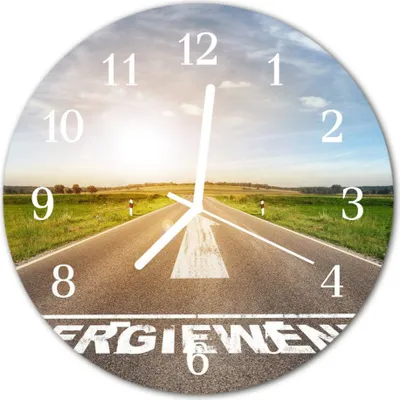 Produktbild von Glasuhr Wanduhr Küchenuhr Echt-Glas 30fi cm Weg Feld grau