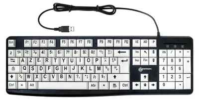 Zdjęcie produktu dla Klawiatura dla osób słabowidzących - Przewodowa - Duże białe klawisze z czarnymi znakami - AZERTY - 105 klawiszy