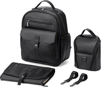 Produktbild von Brisby Venezia Strapazierfähige Wickeltasche – Wickeltasche – inkl. Wickelunterlage – Kühltasche – Buggy- und Kinderwagenhaken – Kunstleder – Schwarz