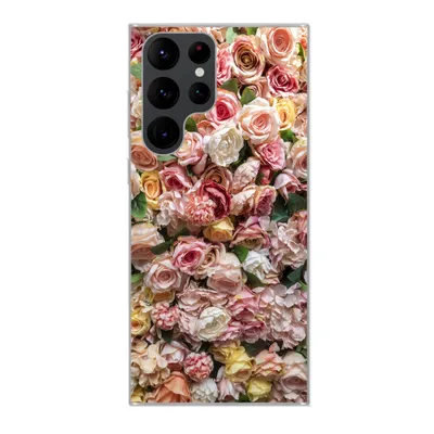 Produktbild von MuchoWow® Handyhülle Schutzhülle Hülle für Samsung Galaxy S22 Ultra Rosen - Farben - Wand Silikon Softcase Handy Hülle - Abbildung