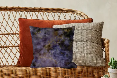 Produktbild von MuchoWow® Zierkissen Sofakissen Wohnzimmer Dekokissen 40x40 cm Achat Stein - Schwarz und Gold - Edelstein - Foto Kissen - Schlafzimmer Dekoration