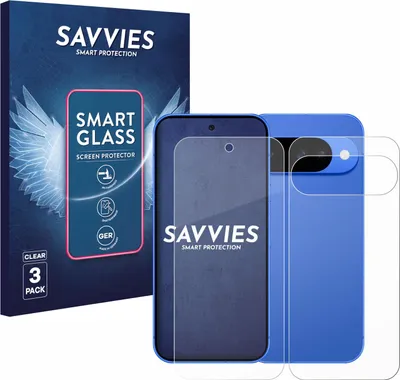 Produktbild von 3x Savvies Schutzglas Folie für Google Pixel 10 (Display+Rückseite) 9H Panzer Schutzfolie Glas Displayschutz klar transparent