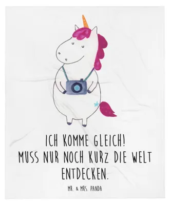 Produktbild von Mr. & Mrs. Panda Tagesdecke Einhorn Fotograf - Weiß - Geschenk, Kurztrip, Decke, Unicorn, Einhörner, Urlaub, Sofadecke, Kamera, Bettdecke, Winterdecke, Reise
