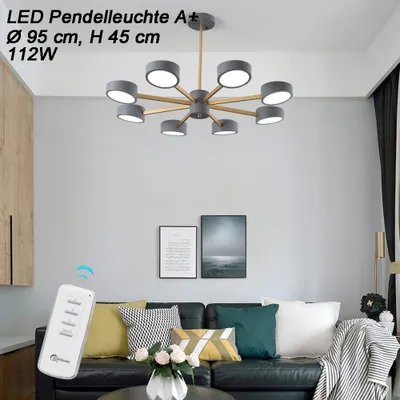 Zdjęcie produktu dla Lampa sufitowa LED 9013D-8-G Szara z pilotem Regulacja barwy światła Akrylowy klosz A+ Lampa do salonu LED