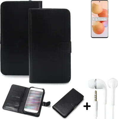 Produktbild von K-S-Trade Wallet Case Handyhülle kompatibel mit Xiaomi Civi Schutzhülle Flip cover Flipstyle Tasche Hülle Flipcover Slim Bumper schwarz + in ear