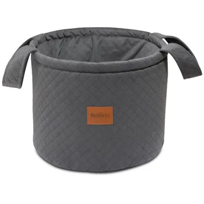 Obrázok produktu pre Bellochi Toy Basket Storage Basket Deti - 33 x 40 cm - priestranný a univerzálny úložný kôš detská izba s rukoväťou - vyrobená z mäkkého zamatu - tmavošedá
