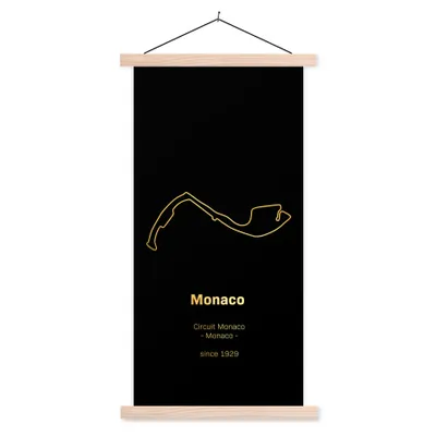 Produktbild von MuchoWow® Textilposter Formel 1 - Monaco - Rennstrecke 40x80 cm mit holzfarbenen Rahmen - Wohnzimmer