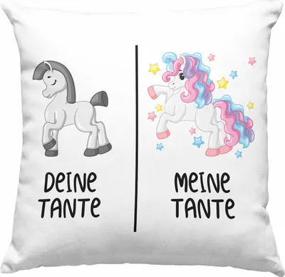 Produktbild von Trendation - Beste Tante Geschenk Deko-Kissen mit Füllung 40x40 mit Spruch  Deko-Kissen mit Füllung 40x40 für Tante Coole Tante Einhorn (Blau)