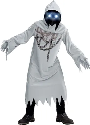 Image de Costume de fantôme enchaîné pour enfants avec masque Costume d'Halloween gris